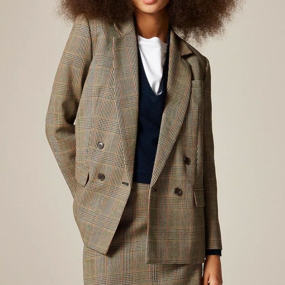 J.Crew Double-breasted blazer in glen plaid wool 00
